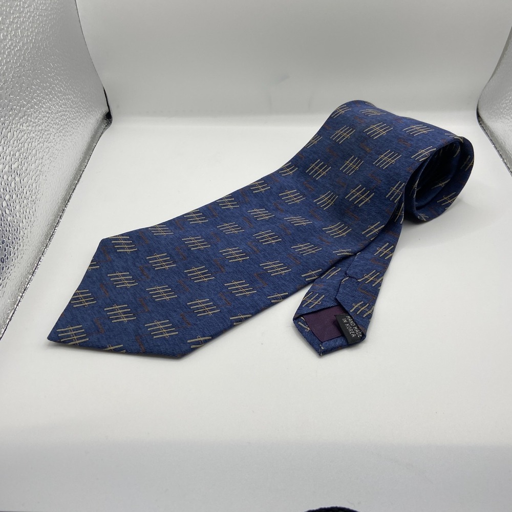 Alexander Julian Mens Blue Tally Mark Silk Adjustable Office Designer Necktie